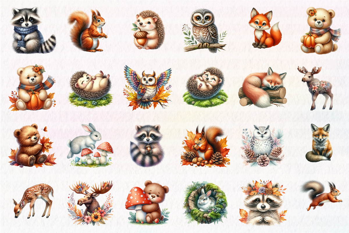 Watercolor Woodland Animals clipart, an Illustration by CreationArt (Photo 4 of 5)