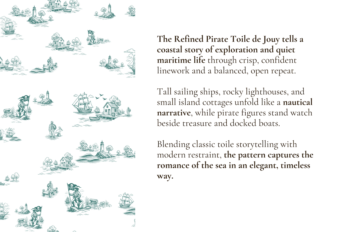 Refined Pirate Toile de Jouy Print, a Background Graphic by Hughes Studio (Photo 3 of 8)