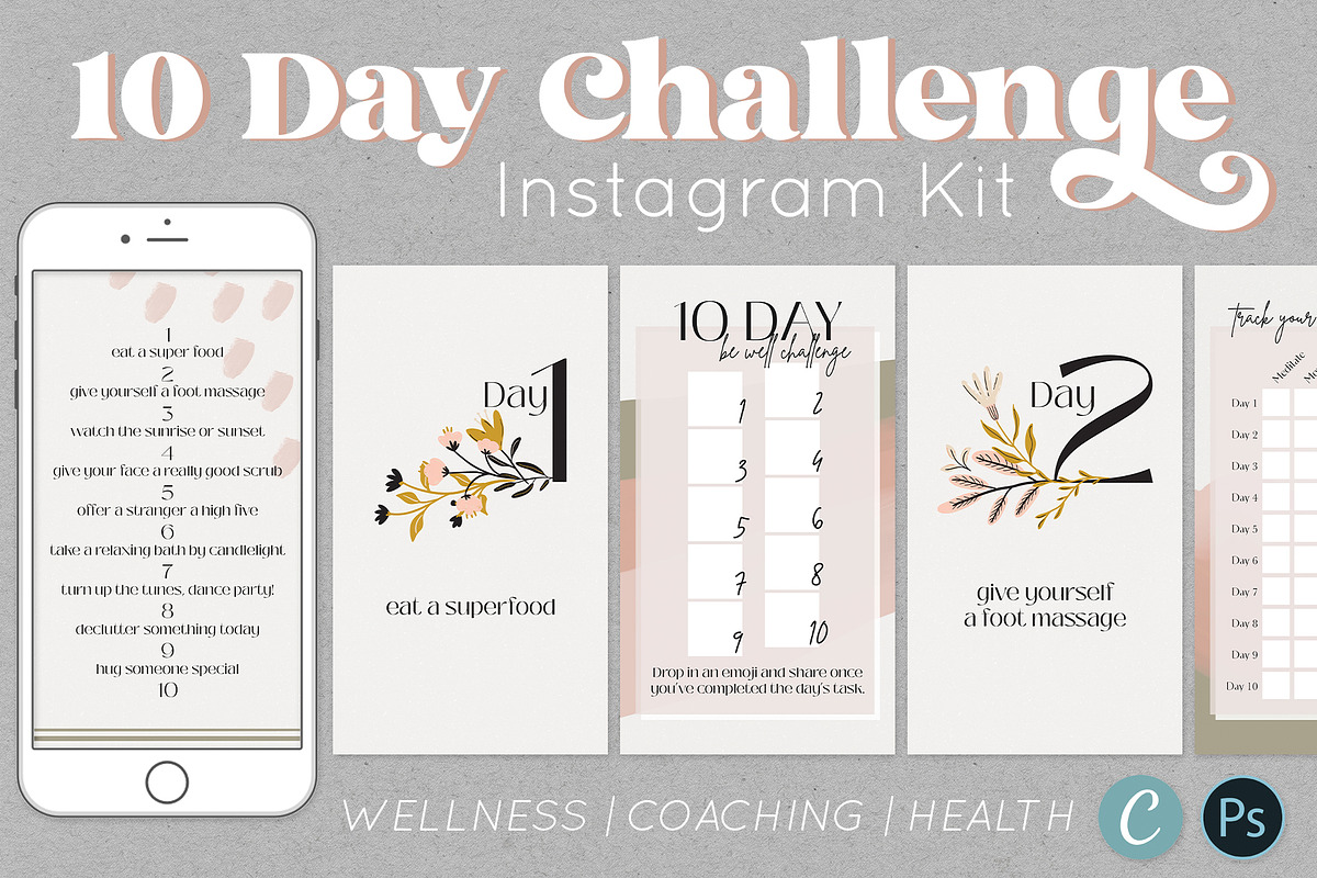 Wellness Challenge Instagram Kit, a Social Media Template by Ashley Alexandra Design (Photo 8 of 8)