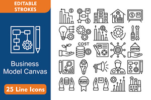 Business Model Canvas 25 Line Icons, an Icon by Pexelpy
