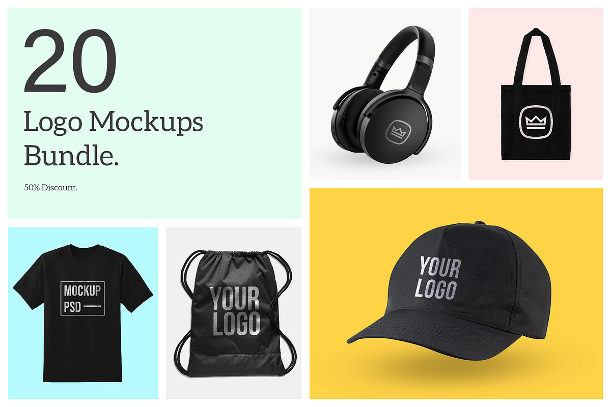20 Logo Mockups Branding Bundle, a Shirt Mockup by Creativeadi (Photo 1 of 23)