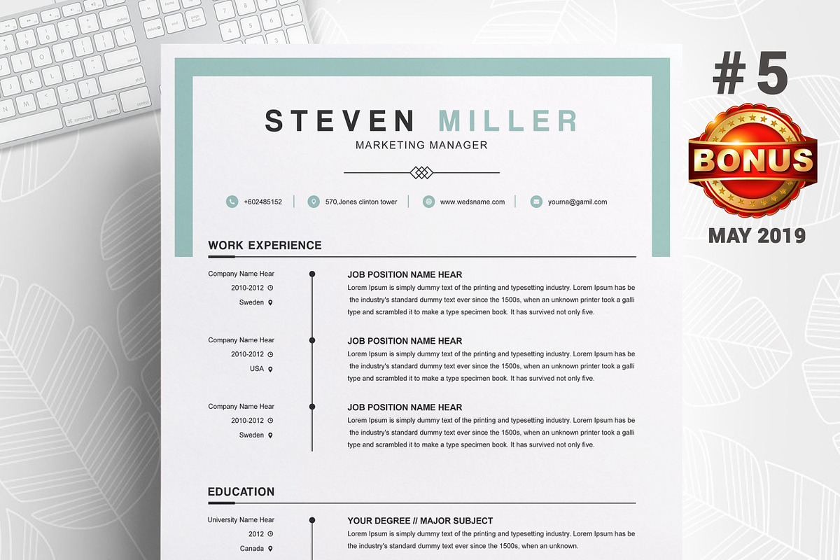 Resume/CV Bundle | 200+ for $29, a Resume Template by ResumeInventor (Photo 56 of 207)