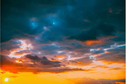Sunset Cloudy Sky With Fluffy Clouds, a Nature Photo by Our Amazing World