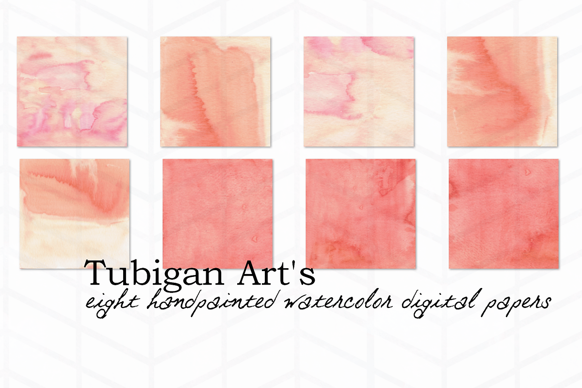 8 Peachy Watercolor Textures, a Texture Graphic by Tubigan Art (Photo 2 of 2)