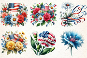Watercolor Patriotic Floral Clipart, an Illustration by Libby Wishes (Thumbnail 10 of 12)