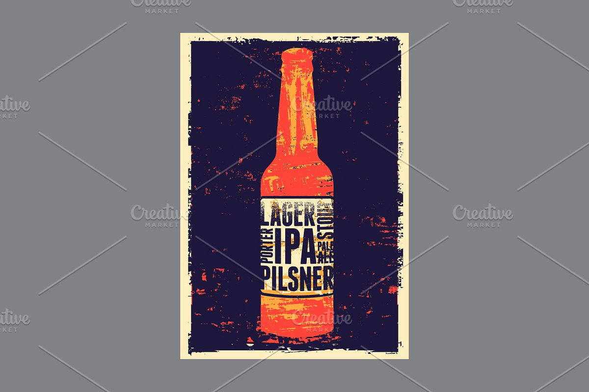 Beer grunge vector poster set., a Food Illustration by PoPaShop (Photo 6 of 9)
