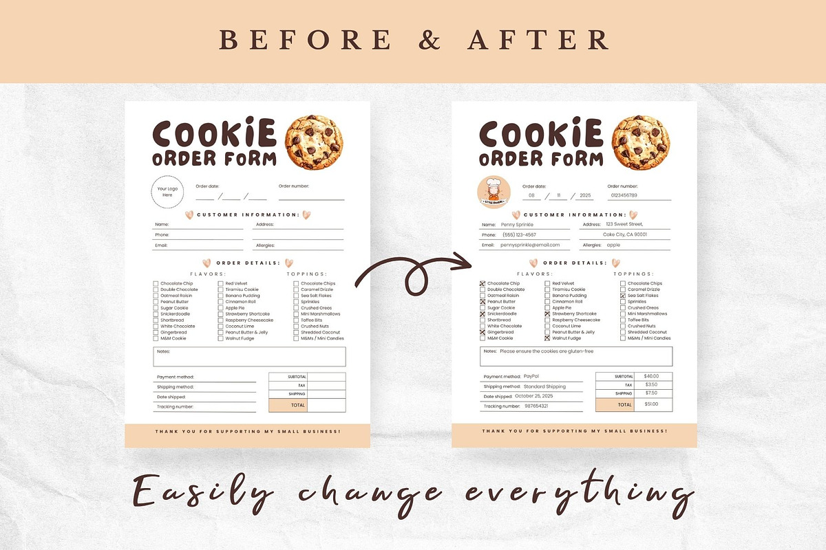 Cookie Order Form Editable Template, a Stationery Template by Anna Design Studio (Photo 4 of 7)