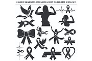 Cancer Awareness Strength Hope Set, a Healthcare Illustration by Designer_Momina (Thumbnail 1 of 16)