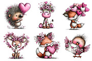 Valentine Whimsical Animals Clipart, an Illustration by Dream Creation (Thumbnail 5 of 8)