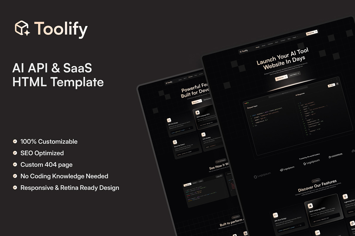 Toolify - AI Developer HTML Template, a HTML Template by TNCFlow (Photo 1 of 5)