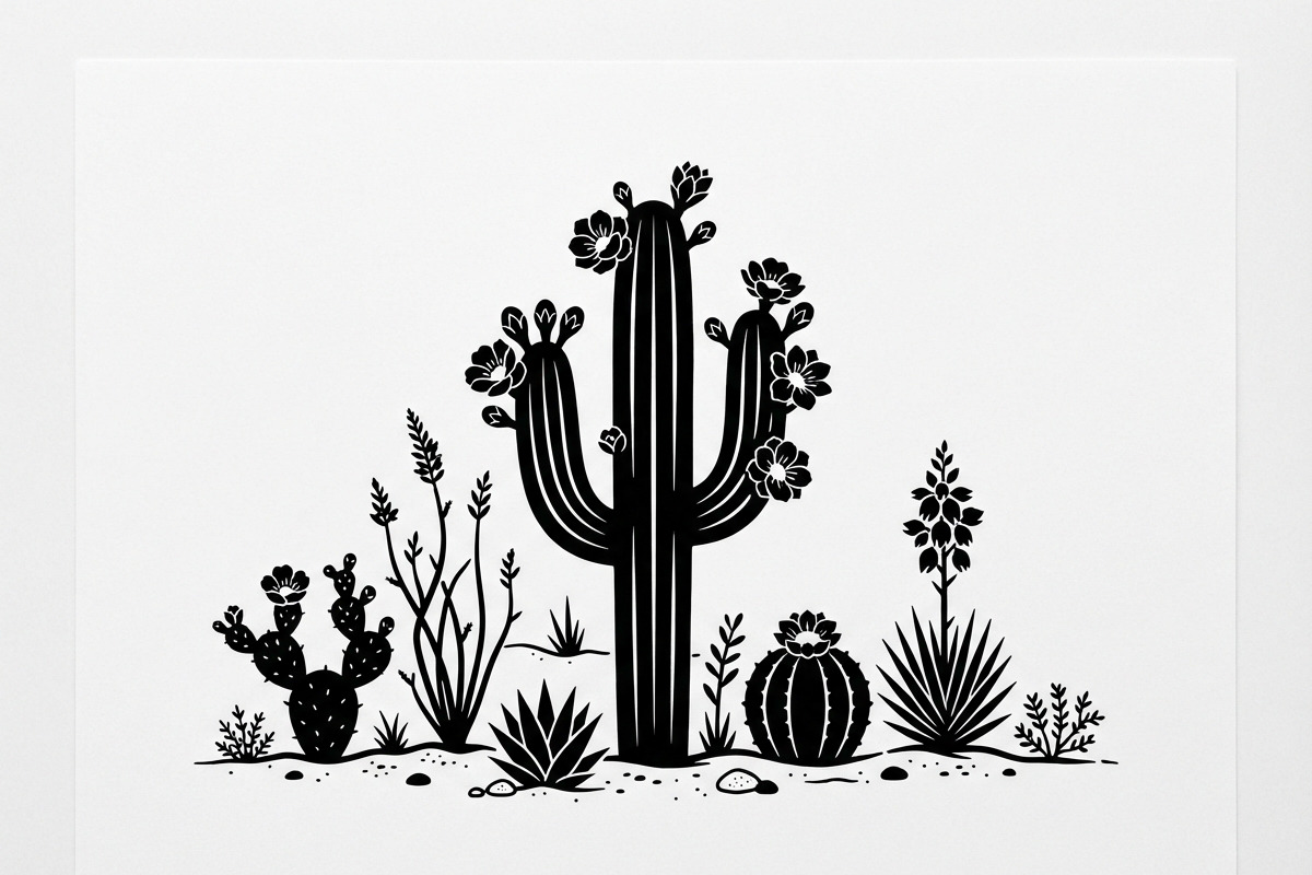 60 Desert Cactus Floral Silhouette, a Seasonal Illustration by Amazin_art (Photo 5 of 21)