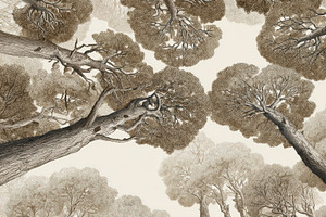 Tree canopy forest mural Wallpaper, a Decorative Illustration by Virgo Studio