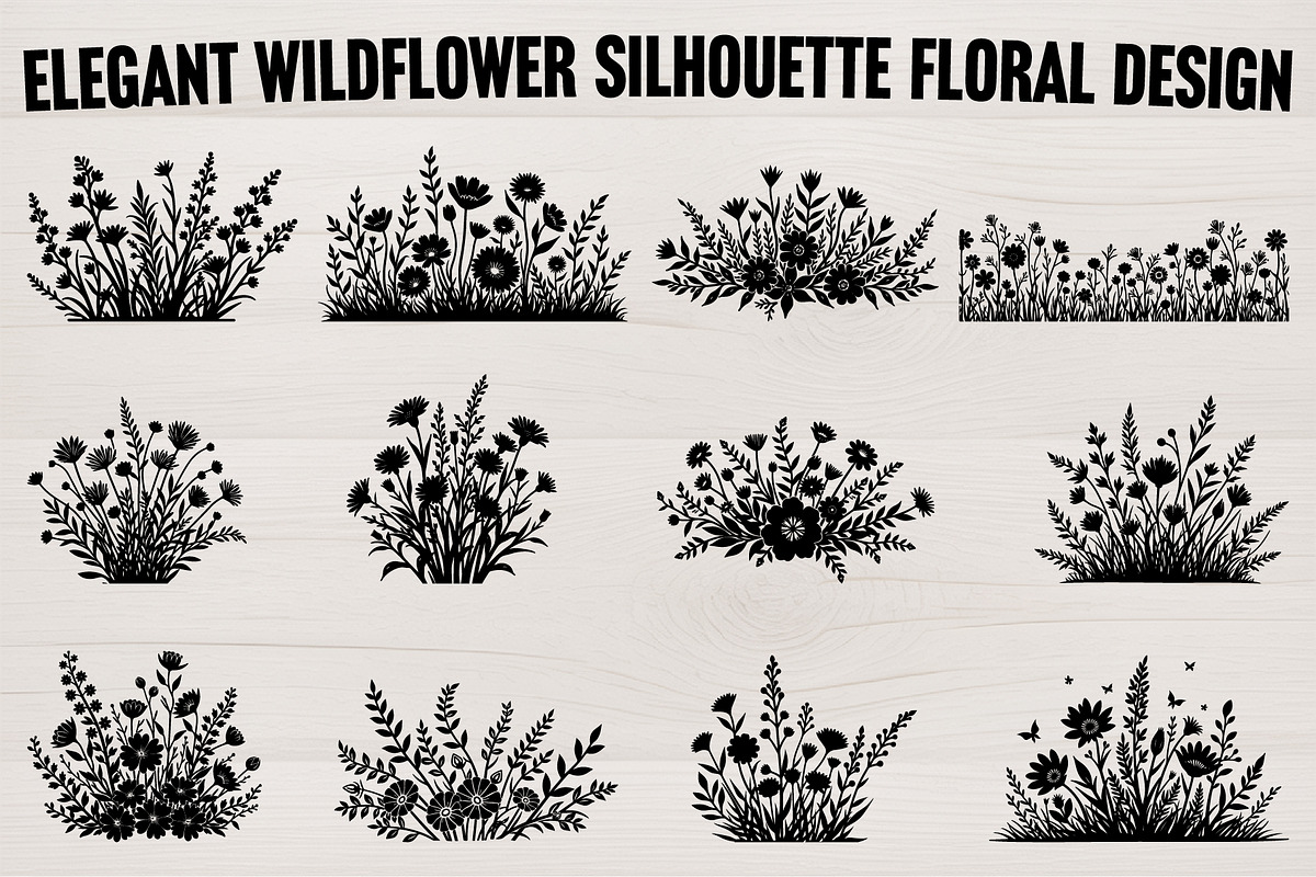 Wildflower Meadow Silhouette Floral, an Icon by Designs_River