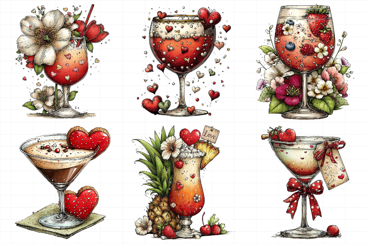 Valentine Whimsical Cocktail Clipart, an Illustration by Daily.Designs (Photo 6 of 7)