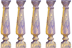 Isolated aged balustrade with classical-style columns colored, an Architecture Photo by DanFLCreativo