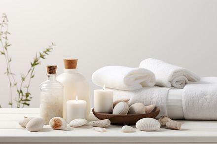 Spa composition with candles, a Beauty & Fashion Photo by Natalia Klenova's Shop