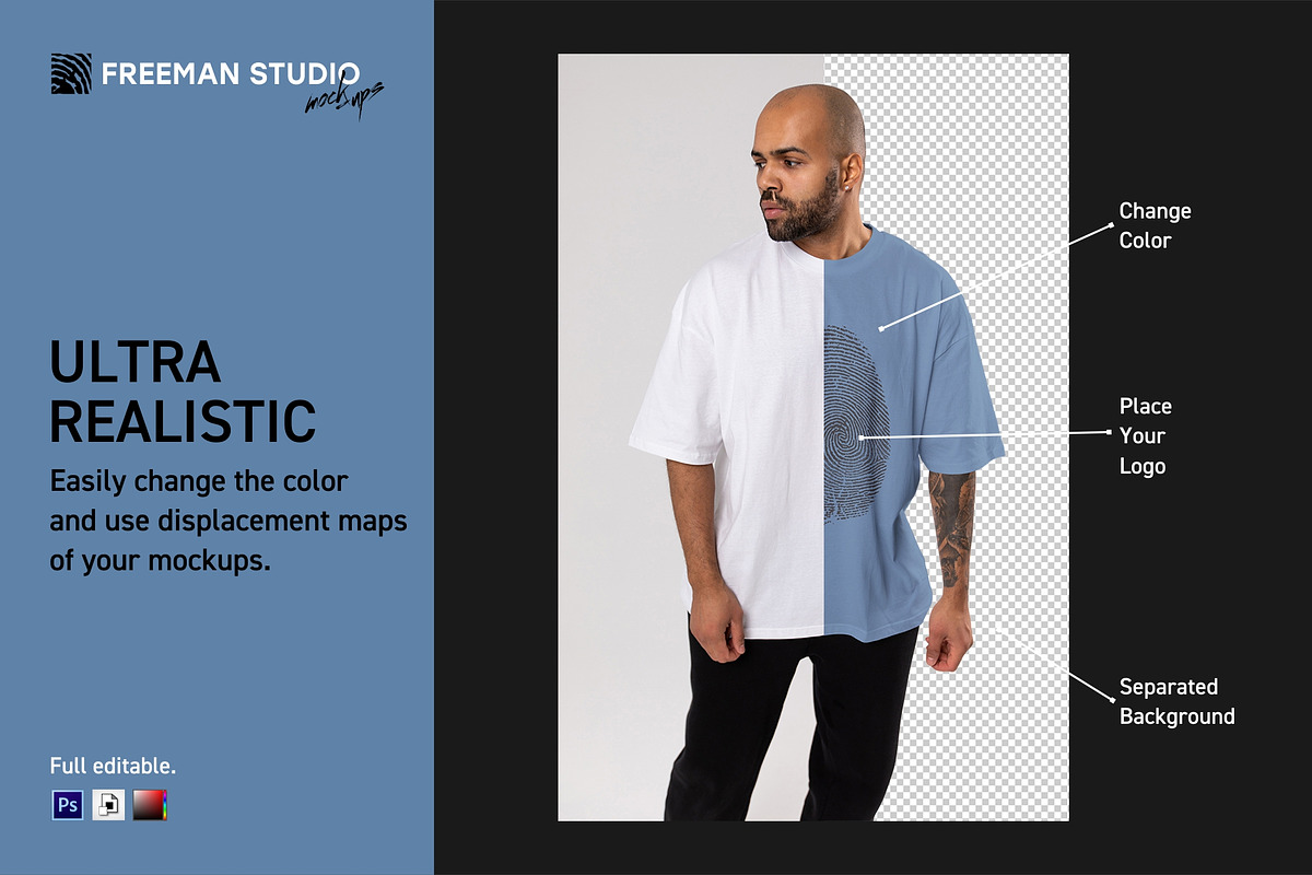 T-Shirt Mock-Up Set, a Shirt Mockup by Freeman Studio (Photo 3 of 20)