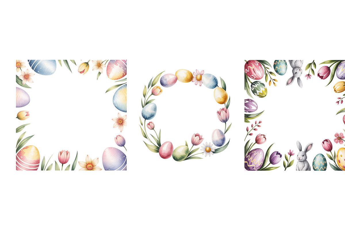 Happy easter watercolor frames, a Texture Illustration by SketchArtStudio (Photo 4 of 4)