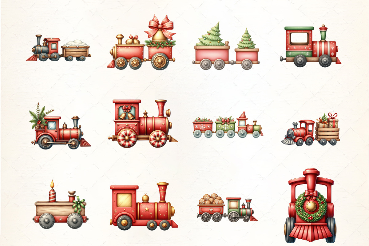 Christmas Toy Train Clipart, an Illustration by CrexoraLab (Photo 3 of 5)