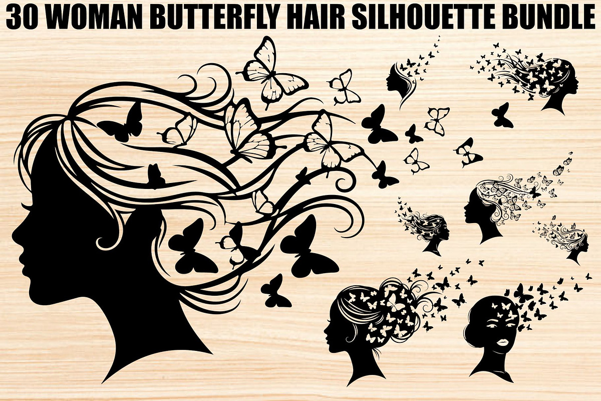 Woman Butterfly Hair Silhouette, an Object 3D Model by yasushie (Photo 1 of 31)
