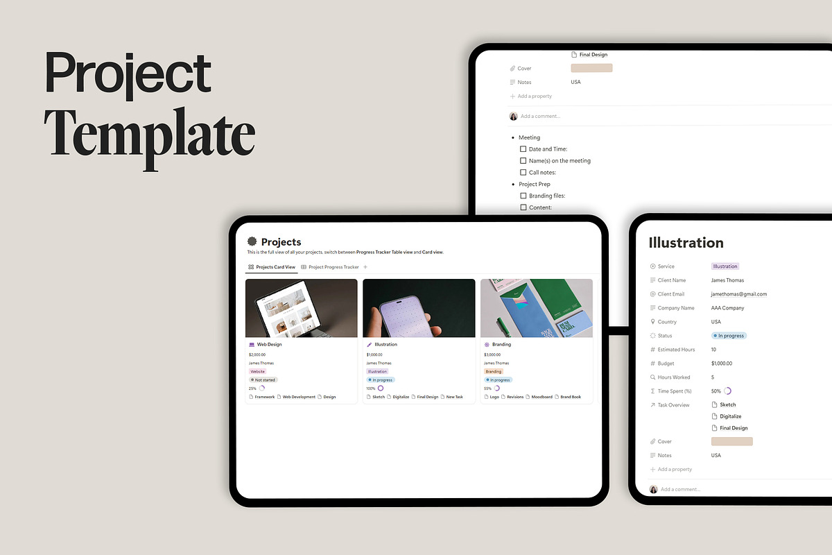 Freelance Project Dashboard Notion, a Marketing Template by TingDesign Studio (Photo 3 of 4)