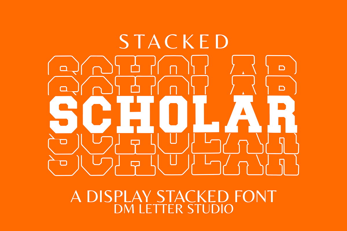 Scholar Stacked, a Serif Font by Dm Studio (Photo 1 of 10)