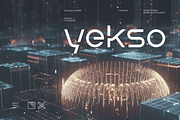 Yekso Futuristic Tech Font, a Sans Serif Font by baqoos (Thumbnail 1 of 8)