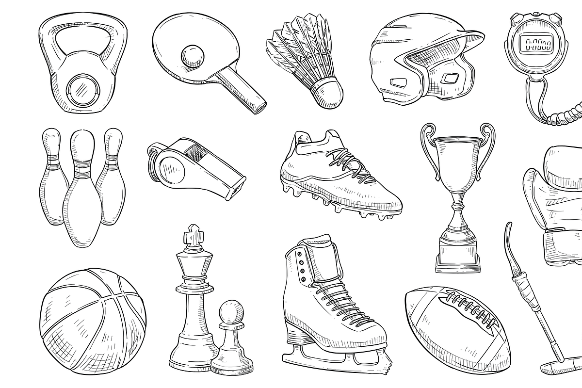 sport handdrawn collection, an Object Graphic by nikagraphic