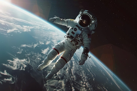 Boundless Horizon: Astronaut Adrift Above Earth's Atmosphere - Generative AI, a Background Photo by José Manuel Gelpi