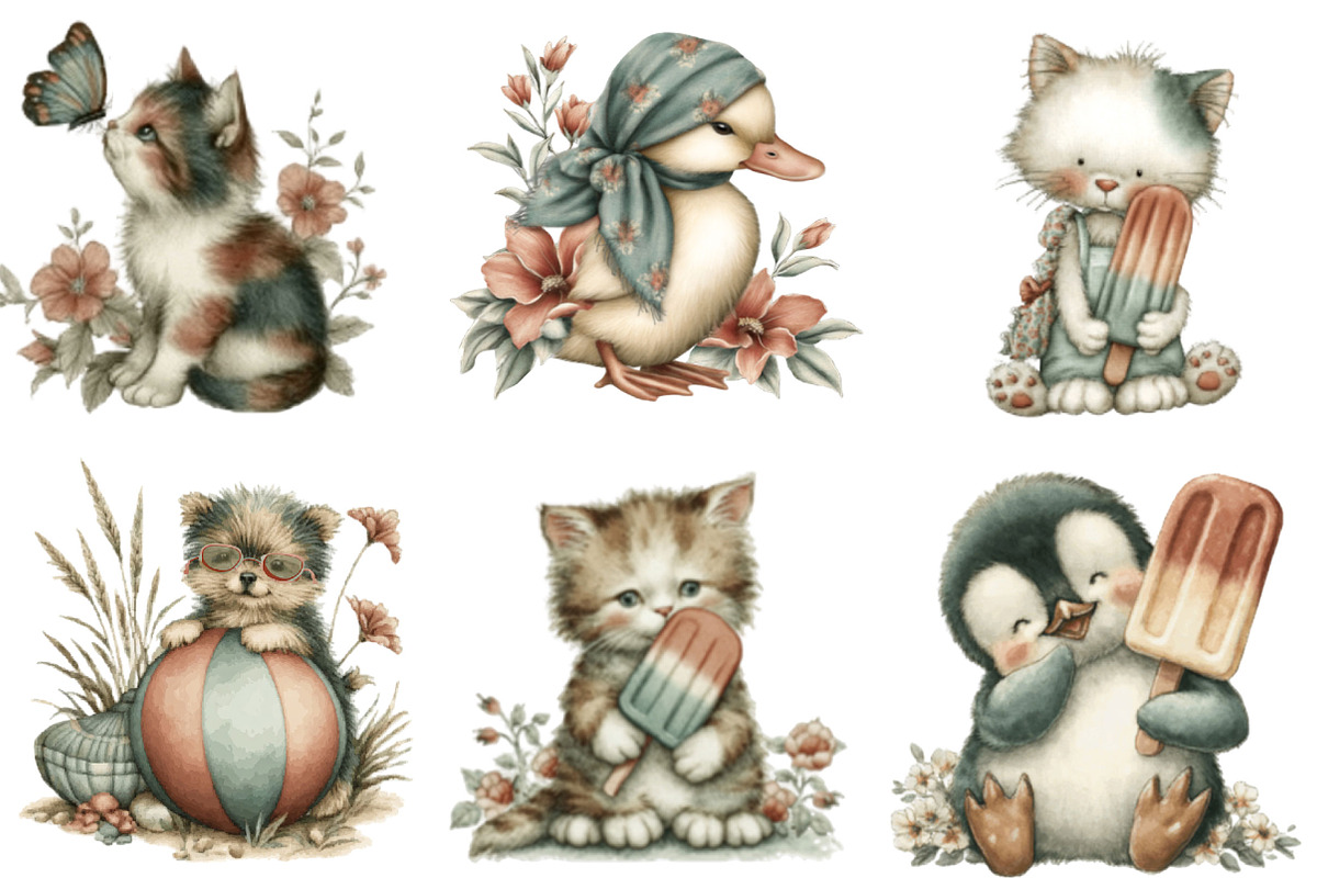 Whimsical Summer Animals Clipart, an Illustration by Designking (Photo 4 of 5)
