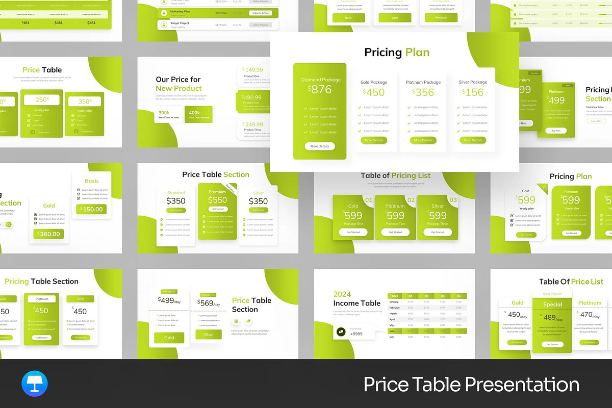 Price Table Keynote Templates, a Presentation Template by Fit-tee (Photo 1 of 2)