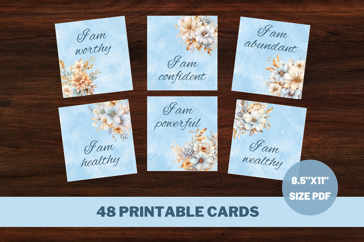 48 Positive Affirmation Cards, a Card Template by SimoDigitalArt (Photo 3 of 6)