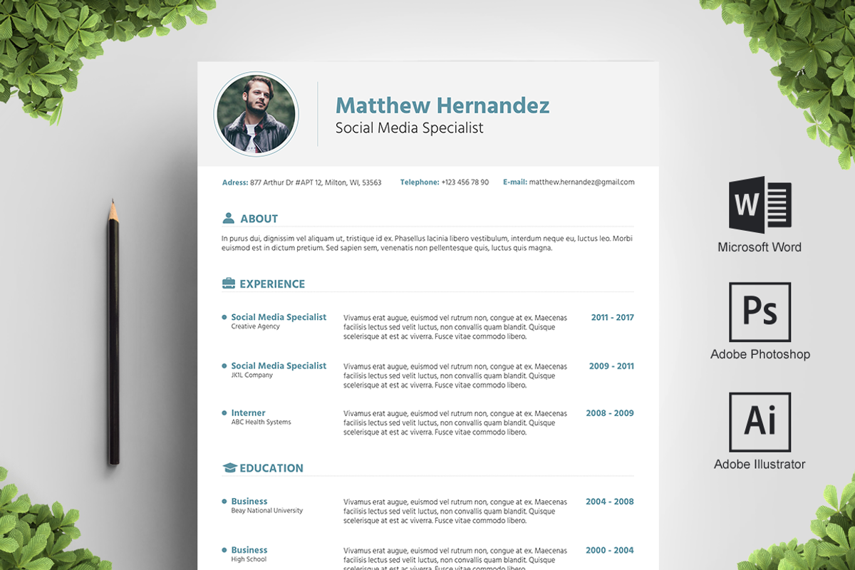 Turquaz Resume Template, a Resume Template by Big Zone Studio (Photo 1 of 4)