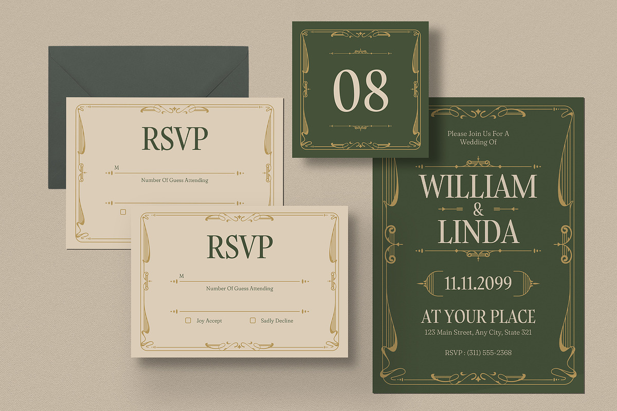 Victorian Wedding Invitation Suite, a Card Template by Guuver (Photo 2 of 3)