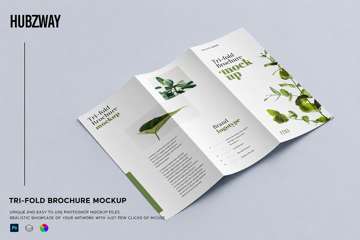 Trifold Brochure Mockup, an Advertising Mockup by Hubzway (Photo 1 of 2)