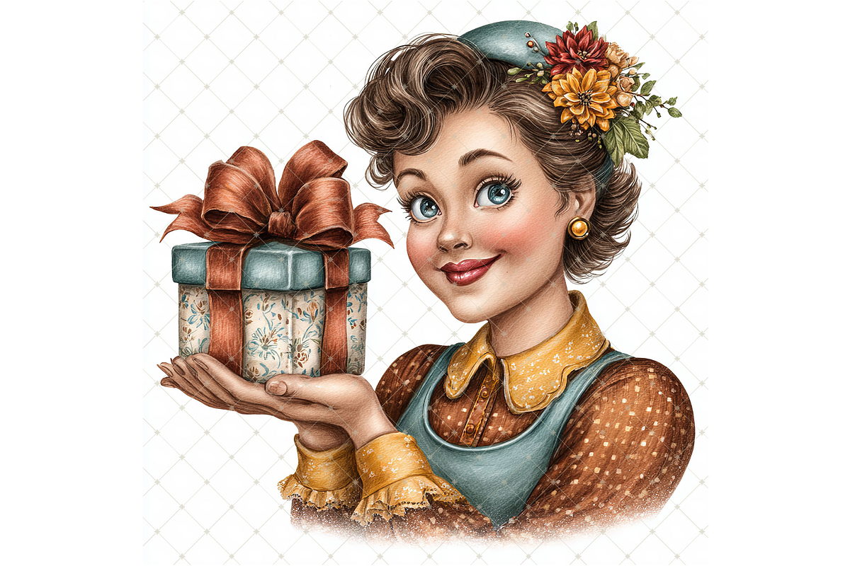 Woman With a Gift Clipart JPG, a Person Illustration by Memories By Lea (Photo 11 of 20)