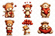 Whimsical Valentine Bear Clipart, an Illustration by Black Bird Studio (Thumbnail 5 of 6)