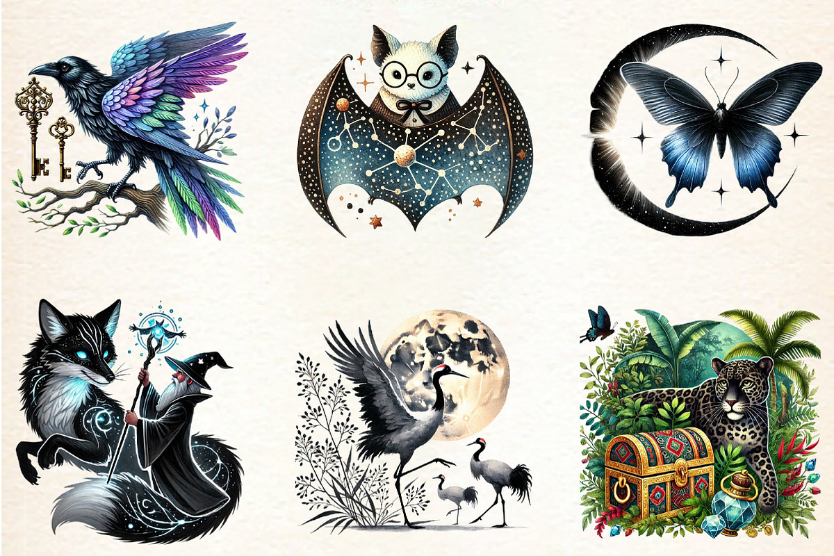Watercolor Black Month Animals, a Seasonal Illustration by DreamArtGraphic (Photo 3 of 5)