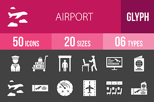 50 Airport Glyph Inverted Icons