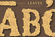 Leaves. Engraved font, an Object Graphic by Vector Engraving (Thumbnail 1 of 4)