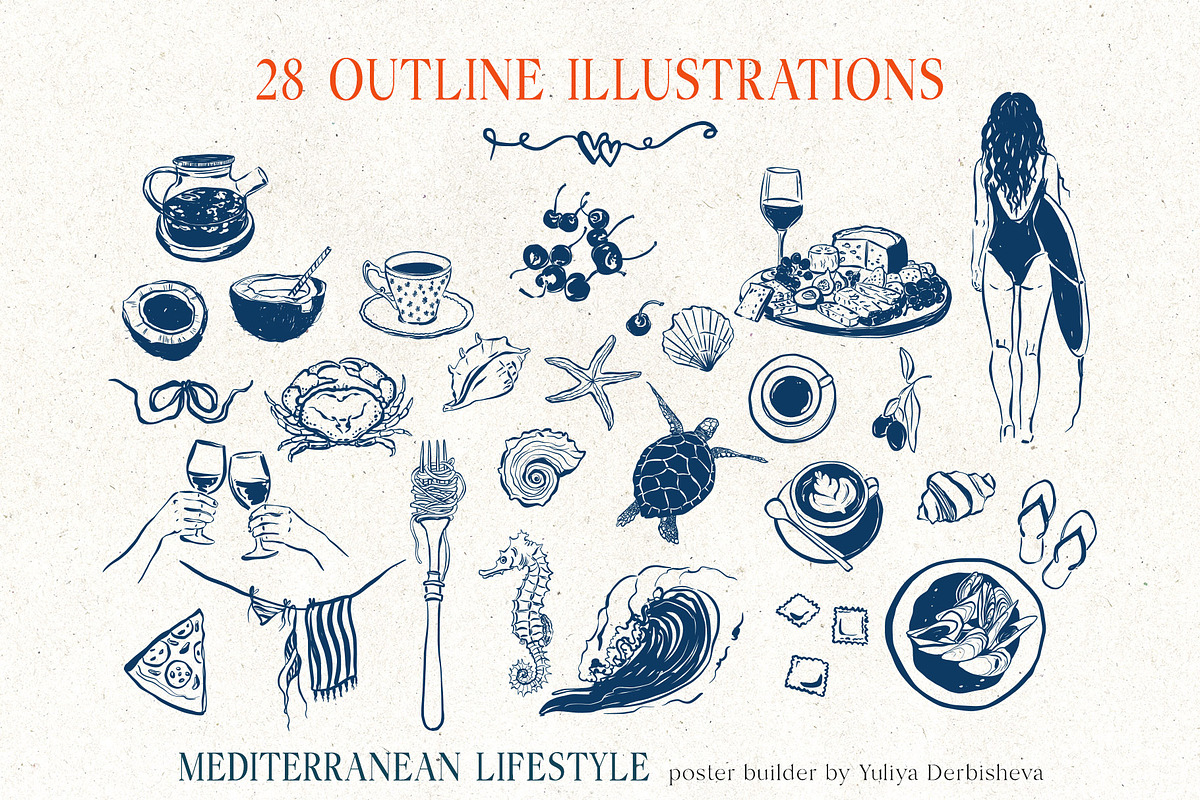 Mediterranean Lifestyle Poster Print, an Object Illustration by Yuliya Derbisheva (Photo 9 of 11)