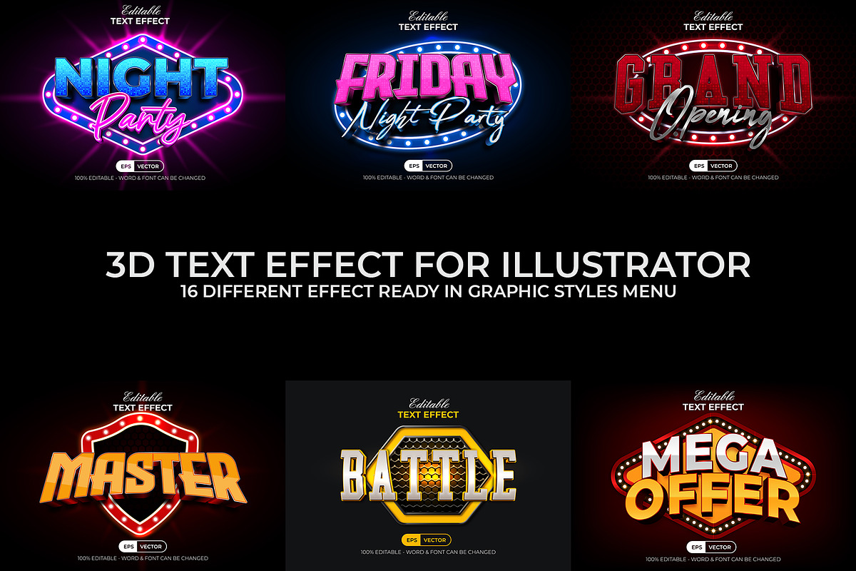 3D Text Effect Modern Styles Bundle, a Layer Style Add-On by Mockmenot (Photo 1 of 7)