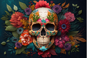 day of the dead skull, surrounded by, a Nature Photo by Sergey Kotenev