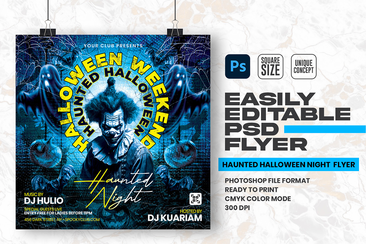 Haunted Halloween Night Party Flyer, a Flyer Template by Shajib Shikder (Photo 1 of 3)