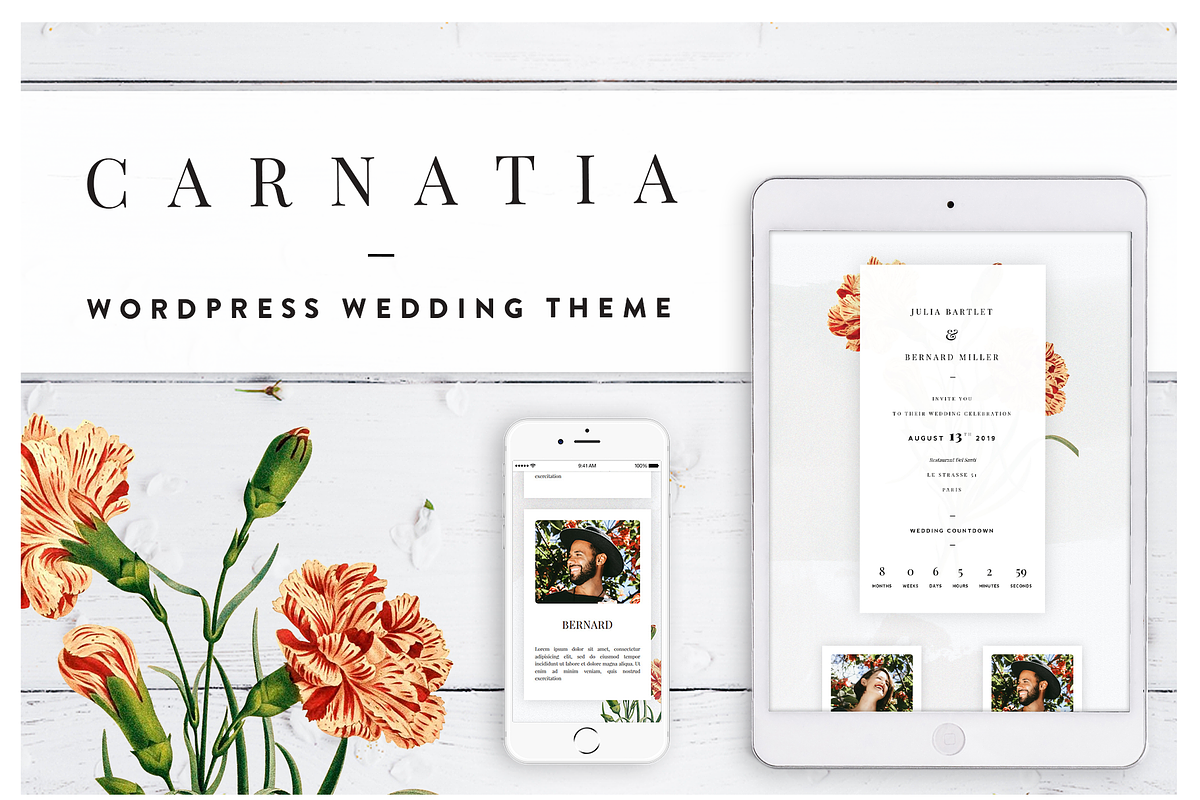 Carnatia WordPress Wedding Theme, a WordPress Template by Europe.graphics (Photo 1 of 5)