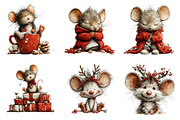 Whimsical Mouse Christmas Clipart, an Illustration by SinaCreation (Thumbnail 3 of 11)