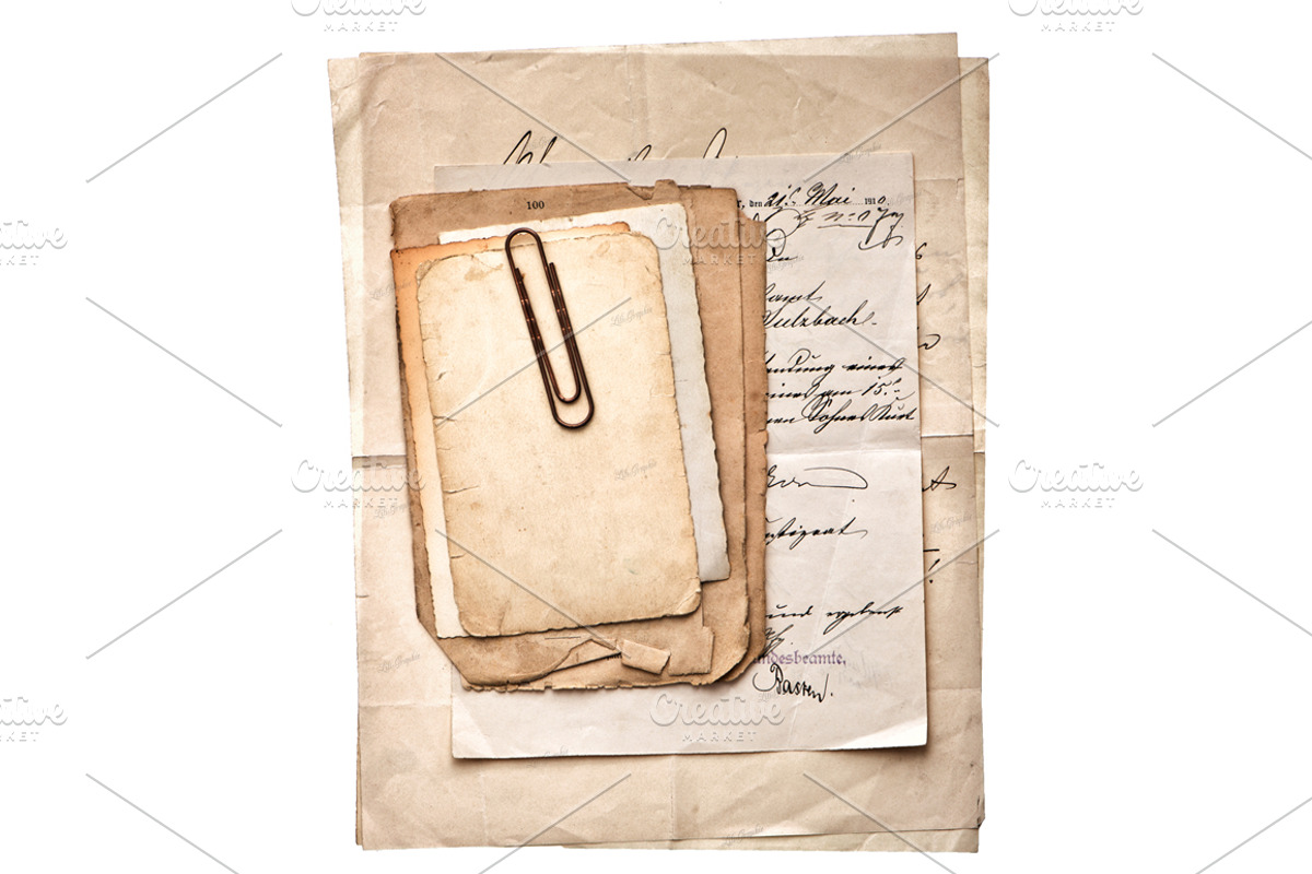 Vintage papers, postcards and letter
