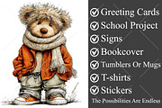 Whimsical Autumn Teddy Bear Clipart, a Seasonal Illustration by Canvas Craft (Thumbnail 3 of 10)
