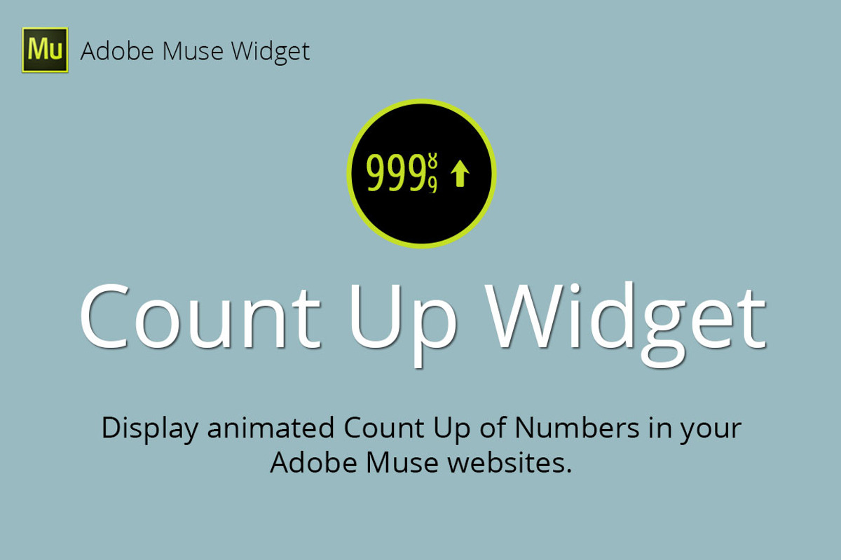 Count Up Adobe Muse Widget, a Plug-in Add-On by MuseTemplatesPro (Photo 1 of 2)