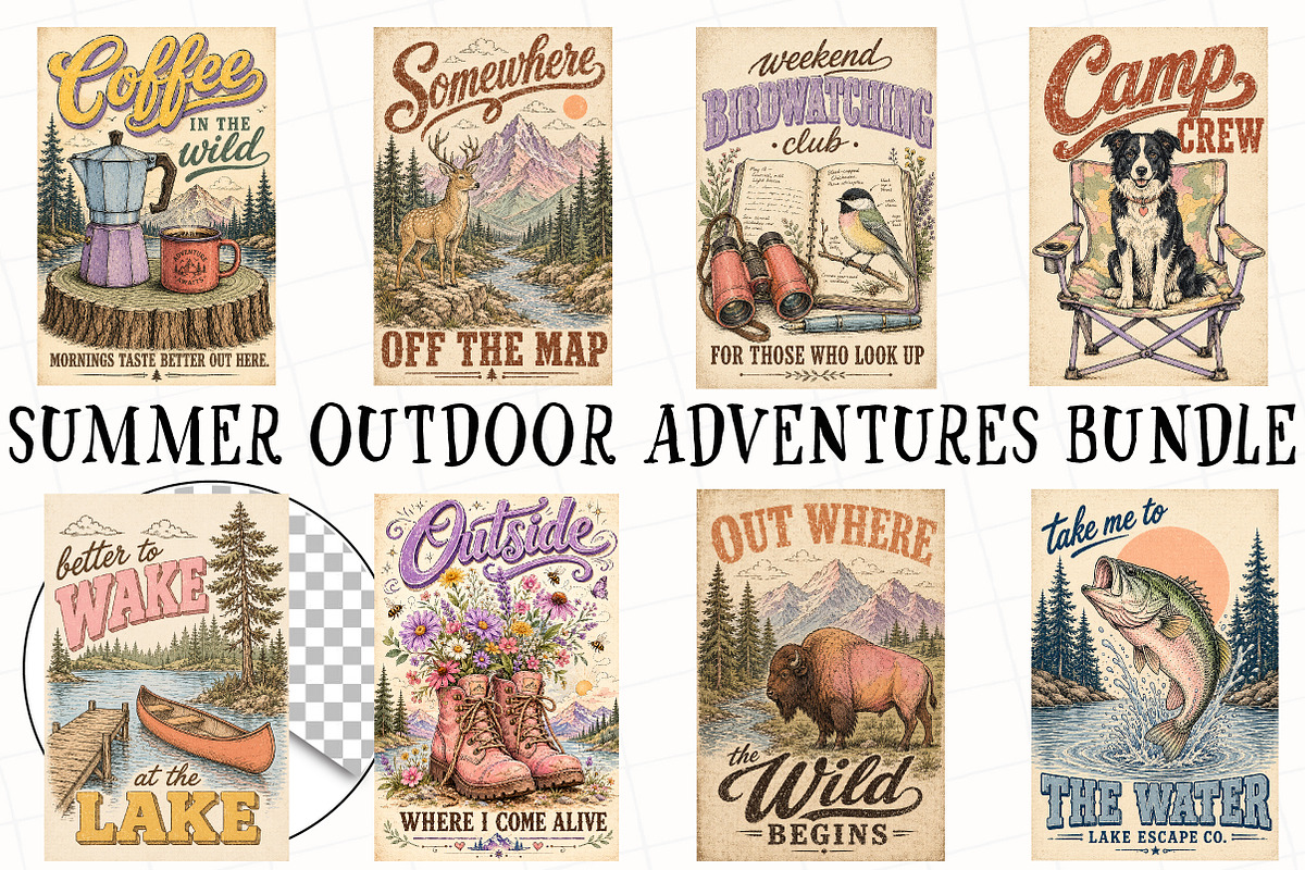 Summer Outdoor Adventures Cards, a Seasonal Illustration by OK Design (Photo 2 of 3)